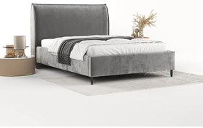 Letto matrimoniale imbottito grigio con spazio contenitivo e rete 140x200 cm Shell - Maison de Rêve