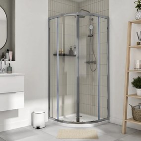 Box doccia con ingresso angolare scorrevole Essential quadrante L 90.0 x L 90.0 x H 185.0 cm in vetro, sp. 4.0 mm vetro senza finitura / trasparente cromo