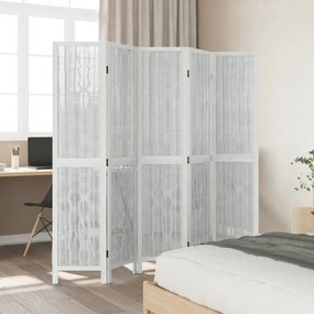Divisorio ambienti 5pannelli bianco legno massello di paulownia