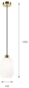 Lampadario a sospensione con filo HARMA 1xE27/15W/230V diametro 14 cm bianco/oro