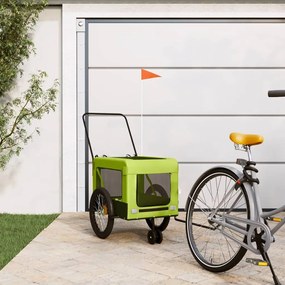 Rimorchio Da Bici Per Animali Verde E Nero Oxford E Ferro /
