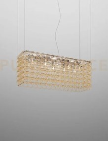 Giogali sospensione r1b cristallo ambra e cromo lucido 10 luci atta...