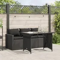 Set da Pranzo da Giardino 2 pz con Cuscini Nero in Polyrattan 366329