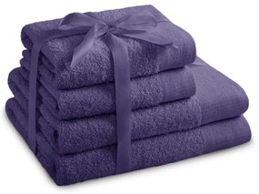 Set di asciugamani per viso e corpo tipo terry viola in cotone 4 pz Amari – Restilo