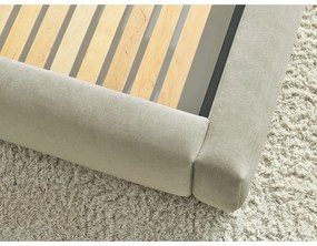 Letto matrimoniale imbottito beige con contenitore con griglia 160x200 cm Vernon - Bobochic Paris