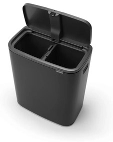 Bidone in acciaio nero opaco touch per raccolta differenziata 60 l Bo Touch Bin - Brabantia