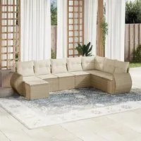 Set Divano da Giardino 8 pz con Cuscini Beige in Polyrattan 3221757