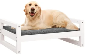 Cuccia per cani bianca 75,5x55,5x28cm in legno massello di pino