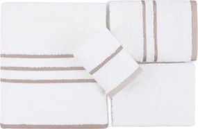 Asciugamani e teli da bagno in cotone bianco in un set di 4 pezzi Linda - Foutastic