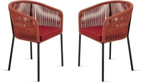 Sedia in corda Ruggine con struttura in metallo JOAN 2 sedie