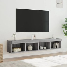 Mobili Porta Tv Con Luci Led 2 Pz Grigio Sonoma 80x30x30 Cm /