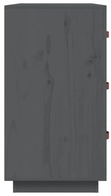 Credenza grigia 80x40x75 cm in legno massello di pino