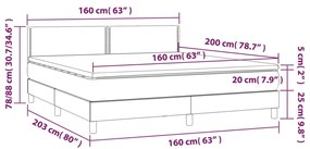 Letto a Molle Materasso e LED Grigio Chiaro 160x200 cm Tessuto