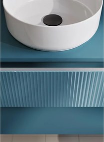 Mobile da bagno sospeso sotto lavabo Niwa 2 cassetti L 59.5 x H 50 x P 45.5 cm blu pacifico laccato opaco cannettato