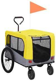 Rimorchio Bici Animali Carrello Jogging 2in1 Giallo E Grigio /