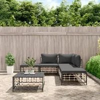 Set Divani da Giardino 6 pz con Cuscini Antracite in Polyrattancod mxl 76581