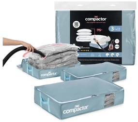 Set di organizer per sottoletto sottovuoto in plastica 3 pz 65x45x15,5 cm Blue Edition - Compactor