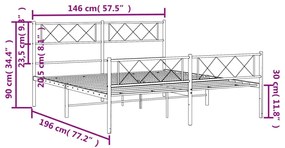 Giroletto con Testiera e Pediera Metallo Nero 140x190 cm