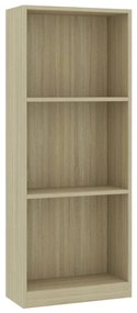 Libreria 3 Ripiani Rovere Sonoma 40x24x108 cm Legno Multistrato