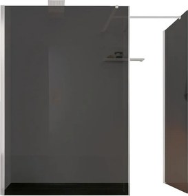Box doccia walk-in Wens, vetro fumè 6 mm, H 200 cm, profilo bianco