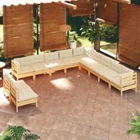 Set Divani da Giardino 11 pz con Cuscini Crema Massello di Pino 3096851