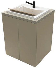 Mobile lavatoio tortora 79x65 cm con ante e vasca in resina Wanda