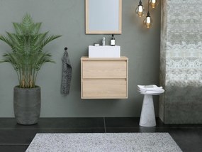 Mobile per bagno sospeso con lavabo da appoggio 60 cm Placcatura rovere - MILIPAM