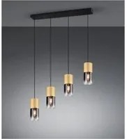 Sospensione Isola 4 Cilindri Ottone Con Vetro Fum Robin Trio Lighting