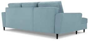 Divano angolare azzurro allungabile e con contenitore (con penisola a sinistra/con chaise lounge) con rivestimento in velluto a coste Kyoto – Cosmopolitan Design