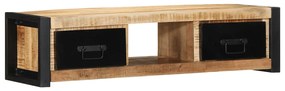 Mobile Porta Tv 100x30x25 Cm İn Legno Massello Di Mango Grezzo /