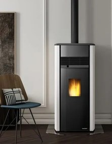 Stufa ermetica a Pellet ad aria Ecofire in ghisa e acciaio Bianco Palazzetti Aurora 9 US Pro 2