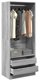 Armadio Grigio Sonoma 80x50x200 Cm İn Legno Multistrato /