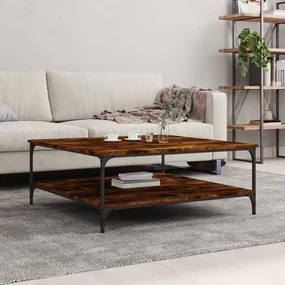 Tavolino Da Salotto Rovere Fumo 100x100x40 Cm Legno Multistrato /
