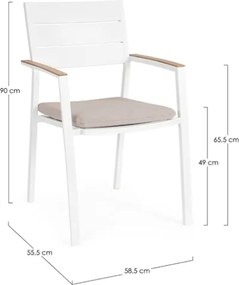 Sedia Da Esterno In Alluminio Con Braccioli E Cuscino Zelmar Bianco Bizzotto