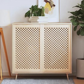 Ante Con Design A Reticolo 2 Pz 59,5x99 Cm İn Legno Di Pino /