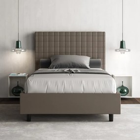 Letto una piazza e mezza contenitore imbottito 120x210 similpelle cappuccino Sunny