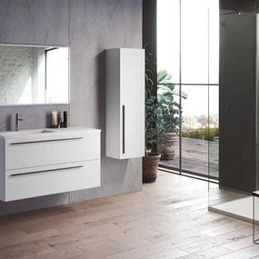 Mobile sottolavabo e lavabo Mia bianco opaco L 100 cm 1 vasca 2 cassetti