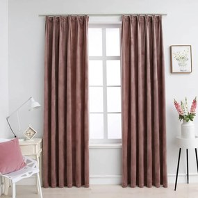 Tende Oscuranti Con Ganci 2 Pz Rosa Antico İn Velluto 140x245cm /