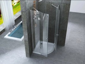 Box Doccia 80x80 Semicircolare H195 Trasparente 8mm Doppia Anta Battente - Leo