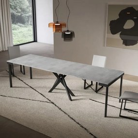 Consolle allungabile Libo Evolution - Cemento telaio antracite 90x40/300 cm