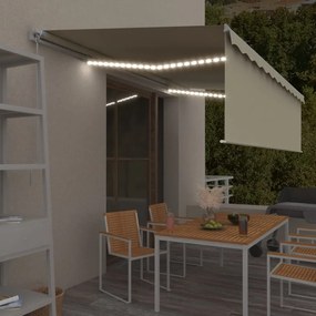 Tenda Sole Retrattile Manuale Parasole Led 5x3 M Crema /