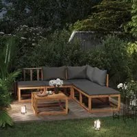 Set Salotto da Giardino 6 pz con Cuscini Letto Massello Acacia 3098663