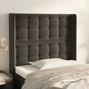 Testiera Ad Orecchio Grigioscuro 103x16x118/128cm İn Velluto /