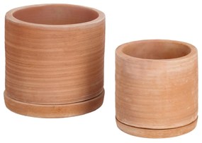 Kave Home - Set Karlina di 2 vasi con piattino in terracotta Ã˜ 33 cm / Ã˜ 24 cm