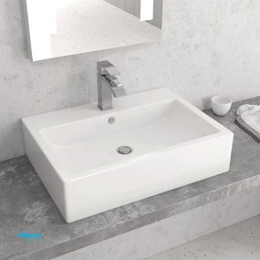 Lavabo D'Appoggio Da 61x44 Cm Finitura Bianco Lucido