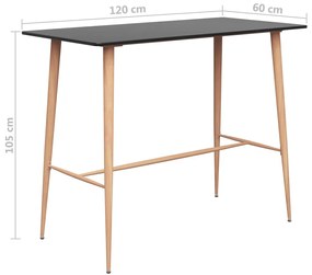 Tavolo da bar nero 120x60x105 cm