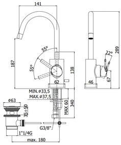 Paffoni Berry Br077 Miscelatore lavabo canna ad ombrello Monocomando con Scarico Automatico Cromo