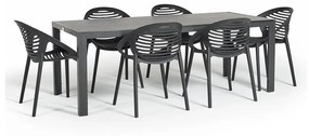 Set da pranzo da giardino per 6 persone con sedia Joanna nera e tavolo Viking, 90 x 205 cm Viking &amp; Joanna - Bonami Selection
