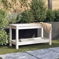 Panca da Giardino Bianca 82,5x35x45 cm Legno Massello di Pino 832378