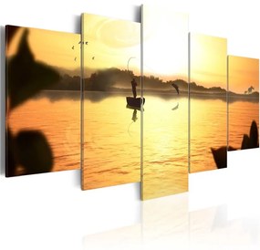 Quadro Tramonto al lago  Colore Marrone, Dimensioni e Misure 200x100